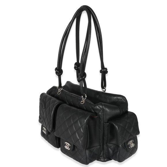Chanel Black Quilted Lambskin Large Cambon Multipocket Reporter Bag - Picture 2 of 7
